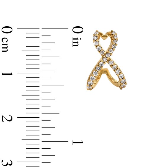 1/3 CT. T.w. Diamond Crossover J-Hoop Earrings in 10K Gold