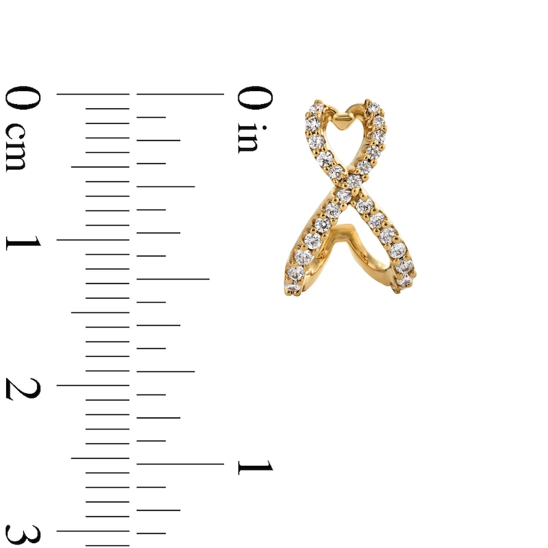 Main Image 3 of 1/3 CT. T.W. Diamond Crossover J-Hoop Earrings in 10K Gold