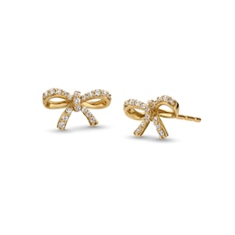 1/10 CT. T.W. Diamond Bow Stud Earrings in 10K Gold