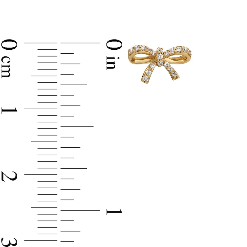 Main Image 3 of 1/10 CT. T.W. Diamond Bow Stud Earrings in 10K Gold