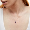 Thumbnail Image 2 of 8.0mm Asscher-Cut Amethyst and White Lab-Created Sapphire Double Row Bail Pendant in Sterling Silver