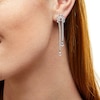 Thumbnail Image 2 of Pear-Shaped and Round White Lab-Created Sapphire Double Row Linear Drop Earrings in Sterling Silver