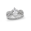 Thumbnail Image 1 of Marquise White Lab-Created Sapphire Twist Shank Three Piece Ring Set in Sterling Silver