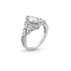 Thumbnail Image 3 of Marquise White Lab-Created Sapphire Frame Leaf-Sides Ring in Sterling Silver