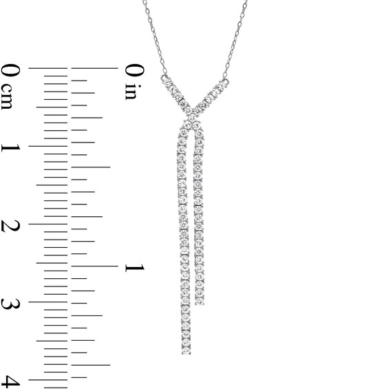 White Lab-Created Sapphire "X" Drop Necklace in Sterling Silver