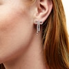 Thumbnail Image 2 of Baguette and Round White Lab-Created Sapphire Bow Drop Earrings in Sterling Silver