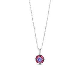 5.0mm Rhodolite Garnet and Marquise Garnet Frame Pendant in Sterling Silver