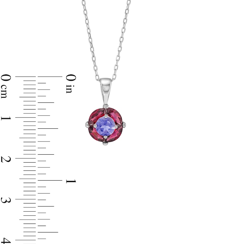 Main Image 3 of 5.0mm Rhodolite Garnet and Marquise Garnet Frame Pendant in Sterling Silver