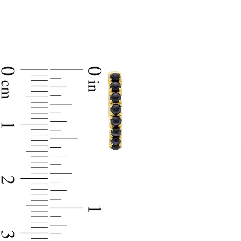 Main Image 3 of Black Onyx Huggie Hoop Earrings in Sterling Silver with 18K Gold Plate