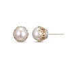 Thumbnail Image 1 of 7.5-8.0mm Freshwater Cultured Pearl and 1/6 CT. T.W. Diamond Stud Earrings in 10K Gold