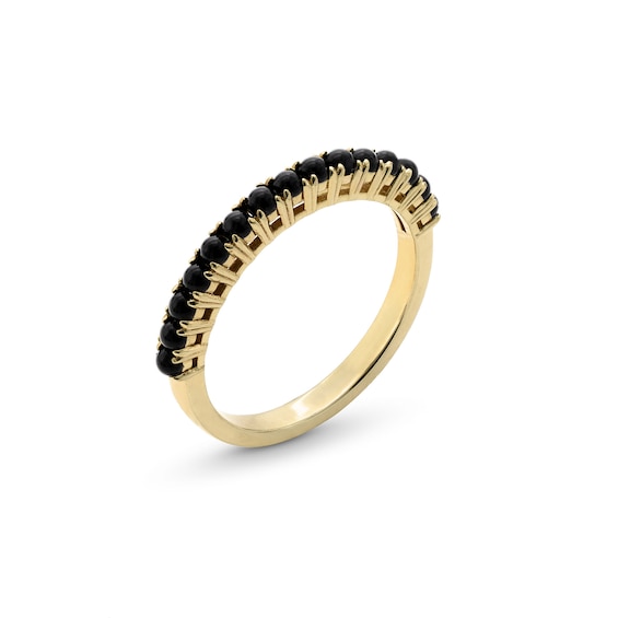 Black Onyx Band in Sterling Silver with 18K Gold Plate