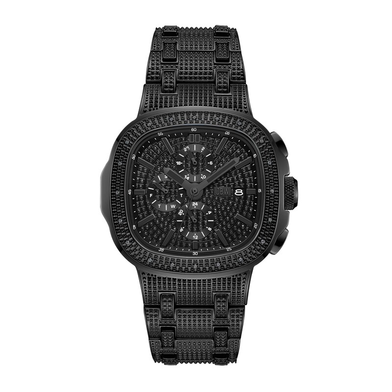Main Image 1 of Men’s JBW Heist 1/10 CT. T.W. Black Certified Diamond Chronograph Watch with Square Black Dial (Model: J6380E)