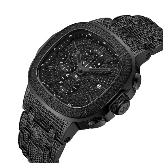Menâs JBW Heist 1/10 CT. T.w. Black Certified Diamond Chronograph Watch with Square Black Dial (Model: J6380E)