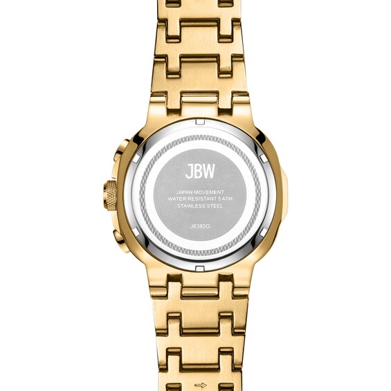 Menâs JBW Heist 1/10 CT. T.w. Certified Diamond 18K Gold Plate Chronograph Watch with Red Dial (Model: J6380G)