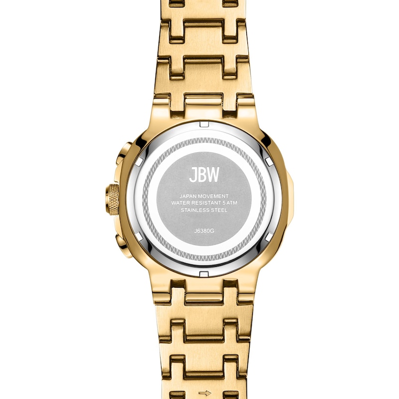 Main Image 3 of Men’s JBW Heist 1/10 CT. T.W. Certified Diamond 18K Gold Plate Chronograph Watch with Red Dial (Model: J6380G)