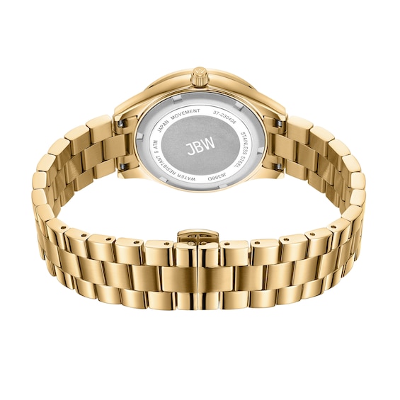 Ladies’ JBW Mondrian 34 1/15 CT. T.w. Certified Diamond and Crystal Accent 18K Gold Plate Watch with Yellow Dial (Model: J6388D)