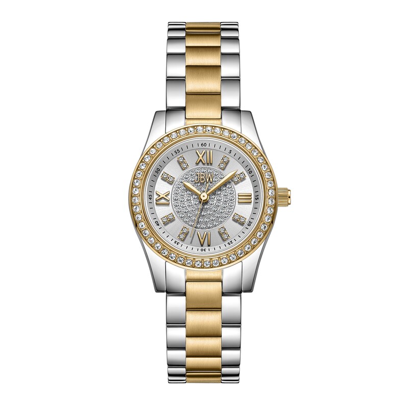 Main Image 1 of Ladies’ JBW Mondrian 28 1/15 CT. T.W. Certified Diamond and Crystal Accent Two-Tone Watch with Silver-Tone Dial (Model: J6391C)