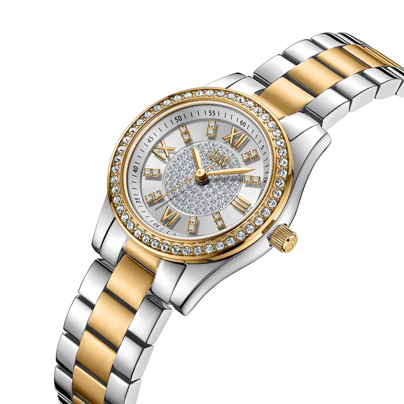 Main Image 2 of Ladies’ JBW Mondrian 28 1/15 CT. T.W. Certified Diamond and Crystal Accent Two-Tone Watch with Silver-Tone Dial (Model: J6391C)