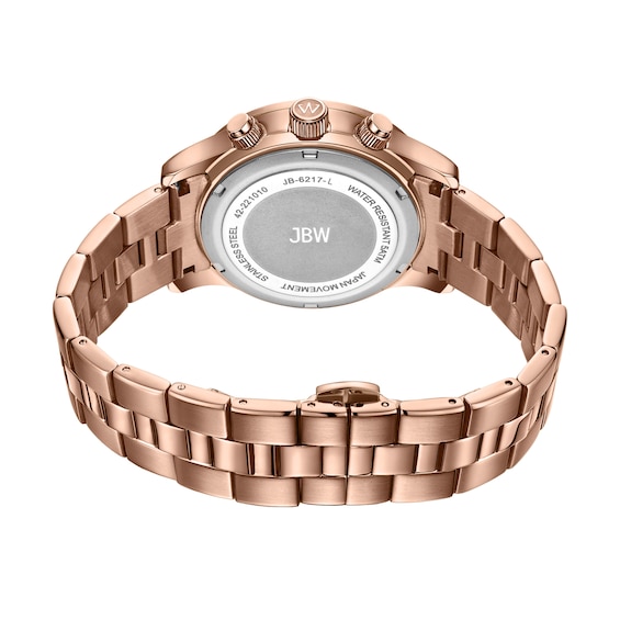 Ladiesâ JBW Muse 1/10 CT. T.w. Certified Diamond Rose Gold Plate Chronograph Watch with Mother-of-Pearl Dial (Model: Jb-6217-L)