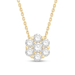 1 CT. T.W. Certified Lab-Grown Multi-Diamond Flower Necklace in 10K Gold (F/SI2) - 19"