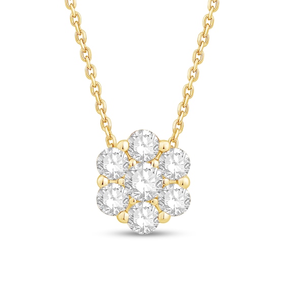 1 CT. T.w. Certified Lab-Grown Multi-Diamond Flower Necklace in 10K Gold (F/Si2) - 19"