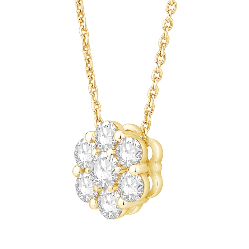 Main Image 2 of 1 CT. T.W. Certified Lab-Grown Multi-Diamond Flower Necklace in 10K Gold (F/SI2) - 19"