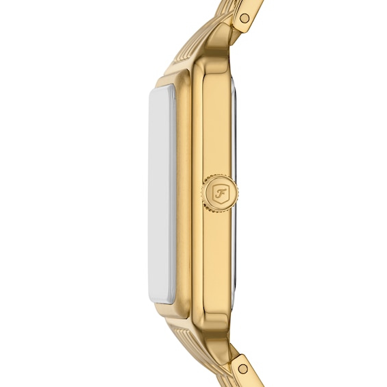 Ladiesâ Fossil Raquel Gold-Tone IP Watch with Rectangular Malachite Dial (Model: Es5341)