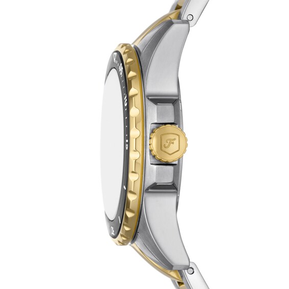 Ladiesâ Fossil Blue Dive Crystal Accent Two-Tone IP Watch with Black Dial (Model: Es5349)