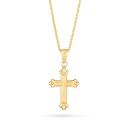 Fleur-de-Lis Cross Pendant in 14K Gold