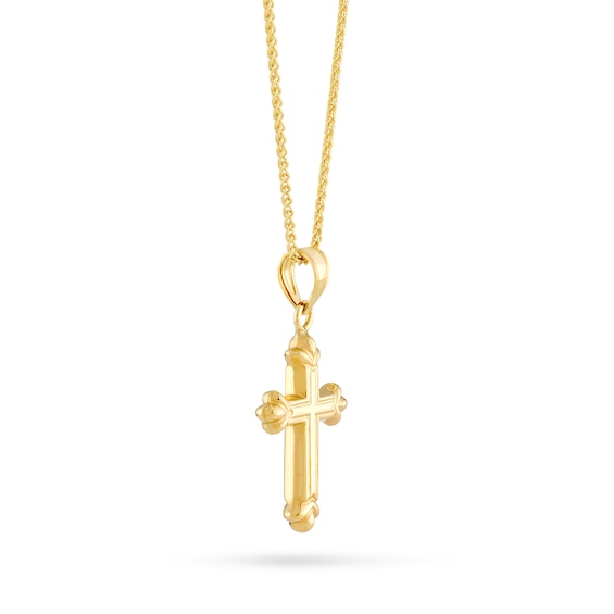 Fleur-de-Lis Cross Pendant in 14K Gold
