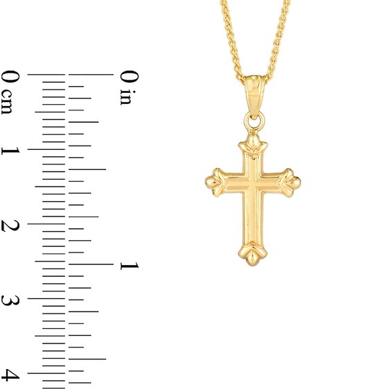 Fleur-de-Lis Cross Pendant in 14K Gold