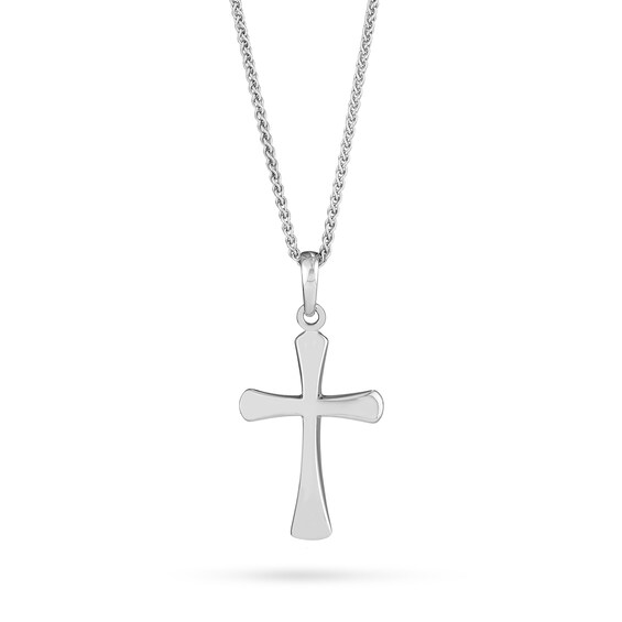 Flared Cross Pendant in 14K White Gold