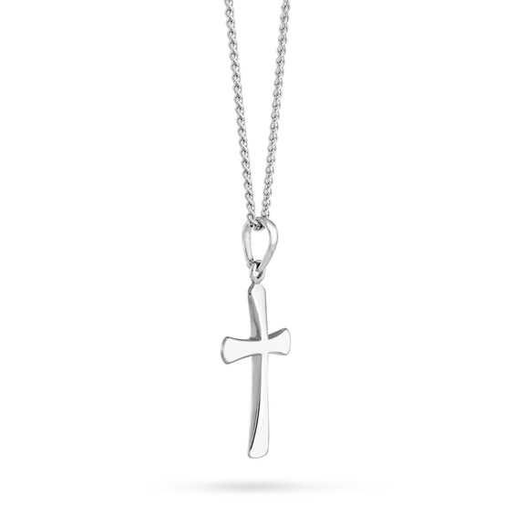 Flared Cross Pendant in 14K White Gold