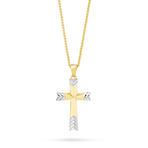Diamond-Cut Arrow Cross Pendant in 10K Two-Tone Gold