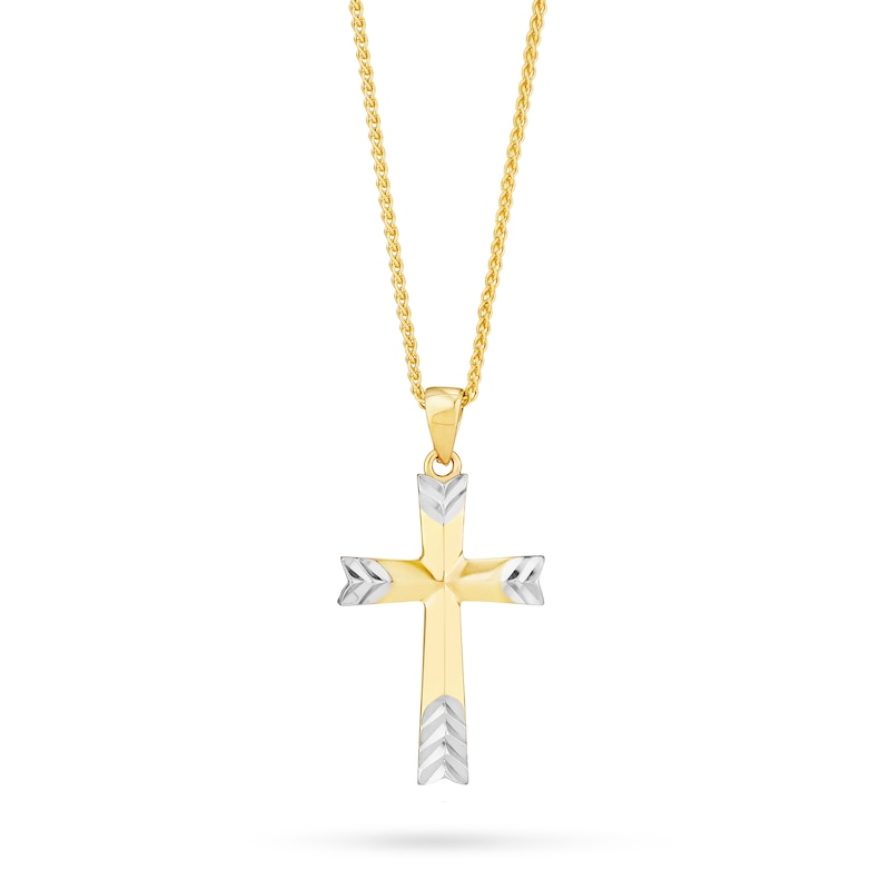 Main Image 1 of Diamond-Cut Arrow Cross Pendant in 10K Two-Tone Gold