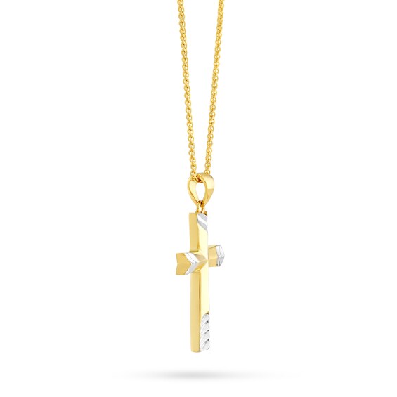 Diamond-Cut Arrow Cross Pendant in 10K Two-Tone Gold