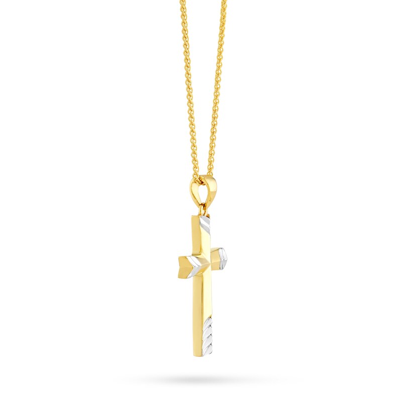 Main Image 2 of Diamond-Cut Arrow Cross Pendant in 10K Two-Tone Gold