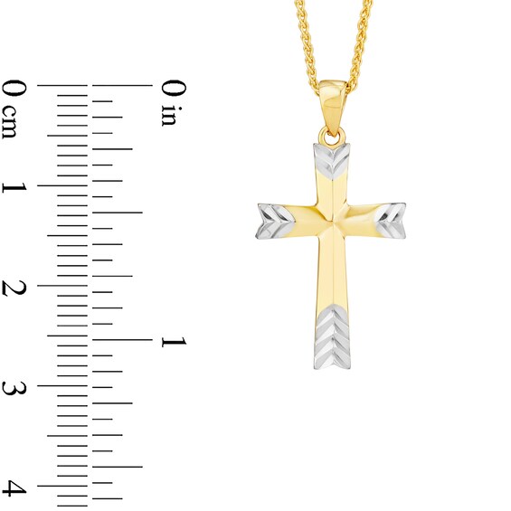 Diamond-Cut Arrow Cross Pendant in 10K Two-Tone Gold