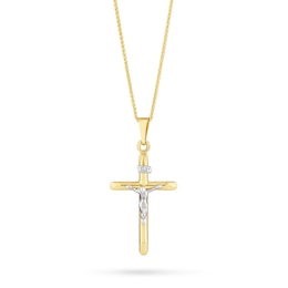 Crucifix Pendant in 14K Two-Tone Gold