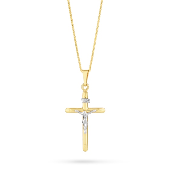 Crucifix Pendant in 14K Two-Tone Gold