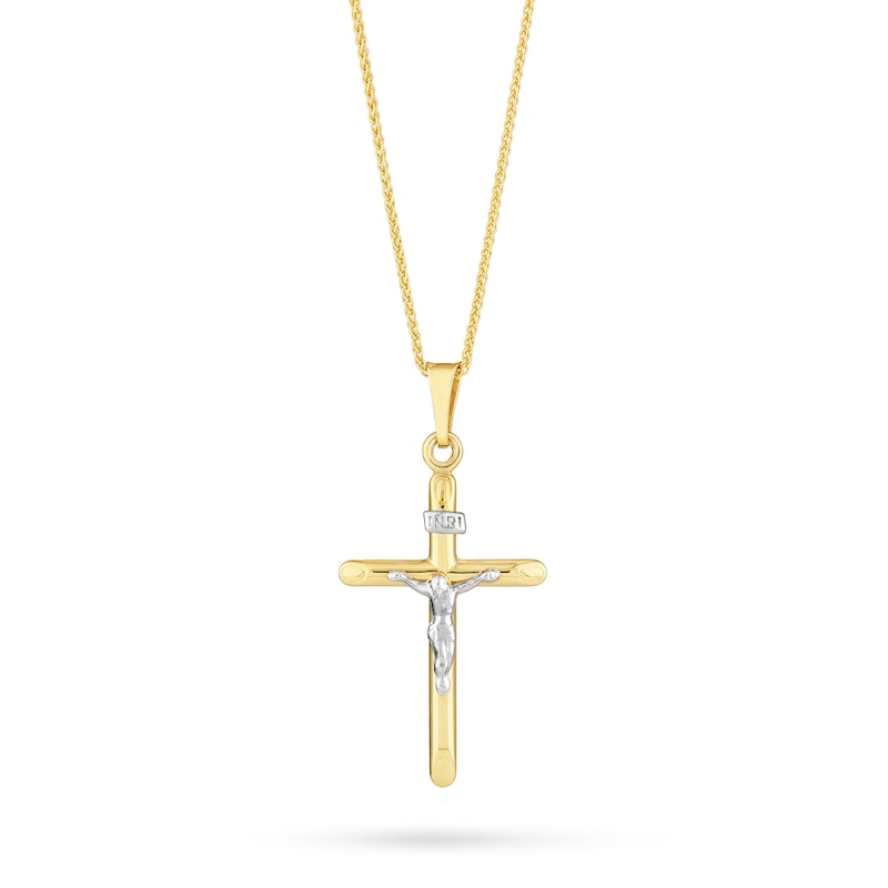 Main Image 1 of Crucifix Pendant in 14K Two-Tone Gold