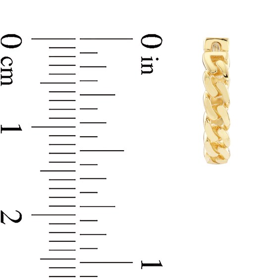 15.0mm Curb Chain Link Huggie Hoop Earrings in 14K Gold