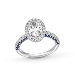 TRUE Lab-Grown Diamonds by Vera Wang Love 2 CT. T.W. Engagement Ring with Blue Sapphires in 14K White Gold (F/VS2)
