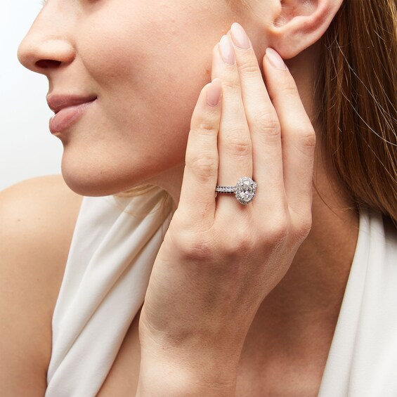 True Lab-Grown Diamonds by Vera Wang Love 2 CT. T.w. Engagement Ring with Blue Sapphires in 14K White Gold (F/Vs2)