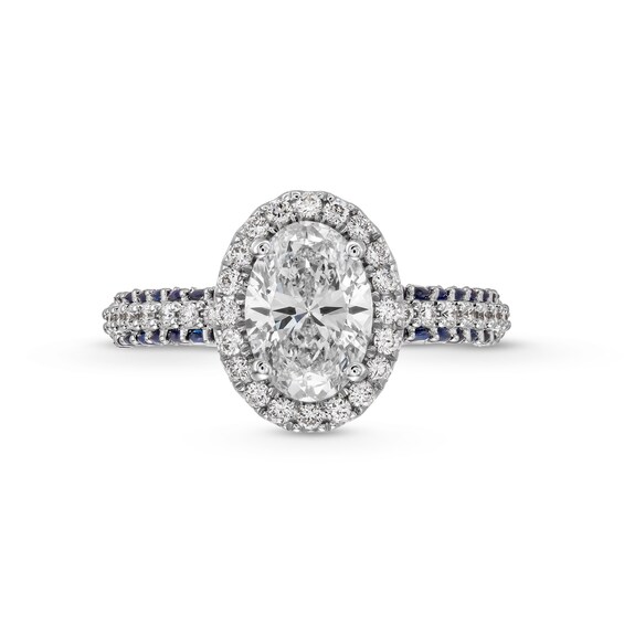 True Lab-Grown Diamonds by Vera Wang Love 2 CT. T.w. Engagement Ring with Blue Sapphires in 14K White Gold (F/Vs2)