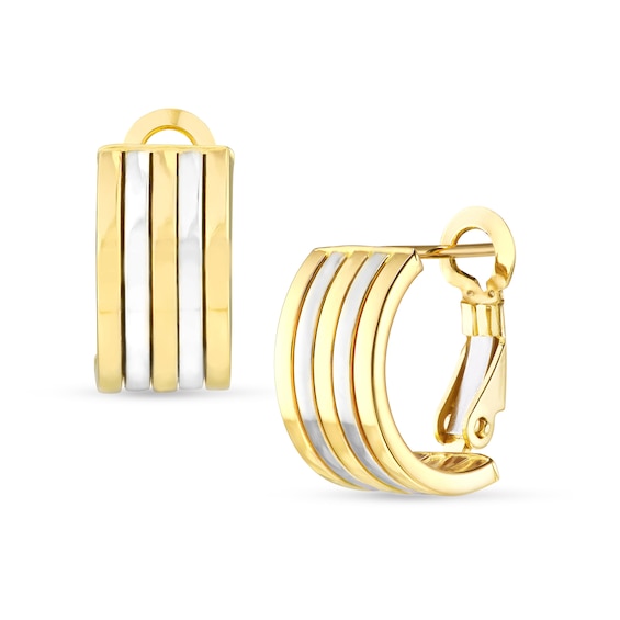 13.8mm Multi-Row Hoop Earrings in 14K Two-Tone Gold