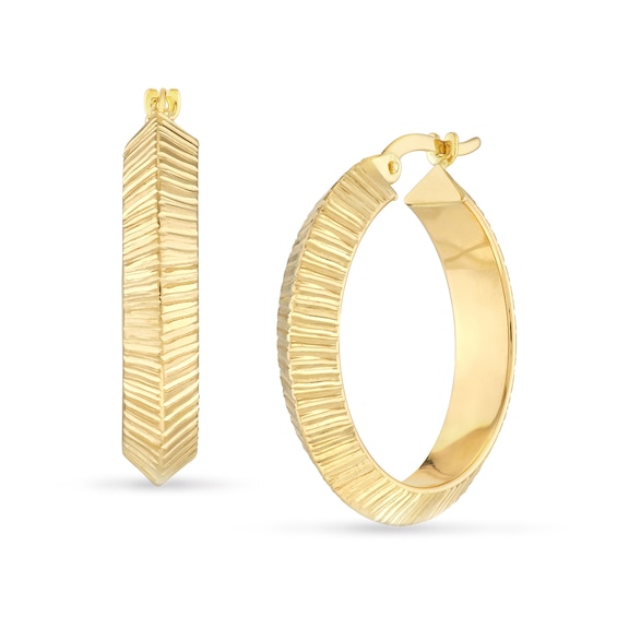 20.0mm Diamond-Cut Knife Edge Hoop Earrings in 14K Gold