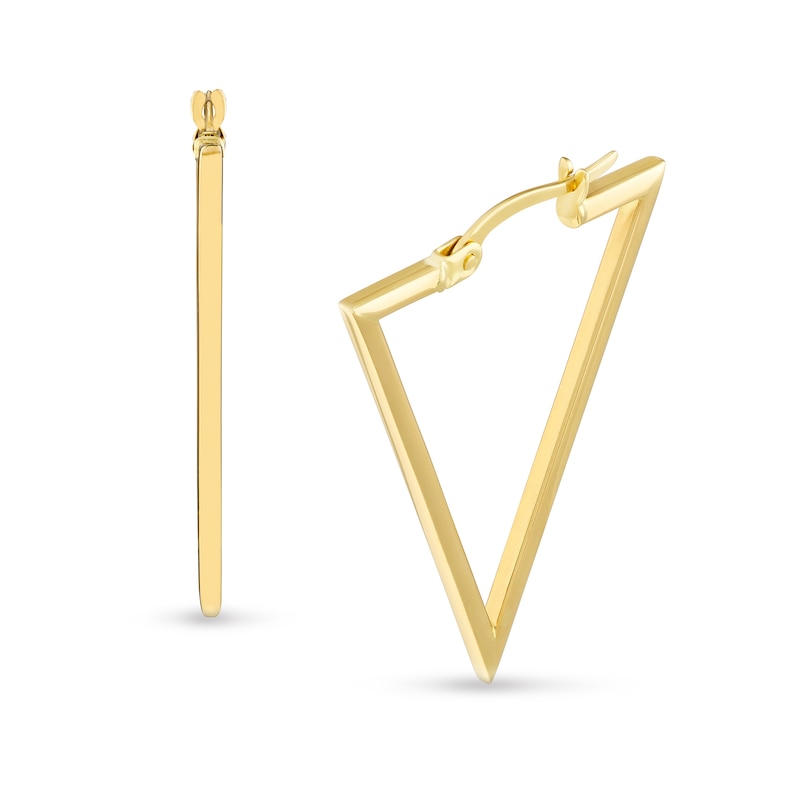 Main Image 1 of 29.4mm Triangle-Shaped Hoop Earrings in 14K Gold