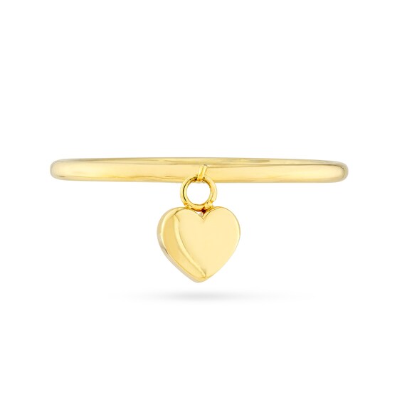 Heart Dangle Charm Ring in 14K Gold