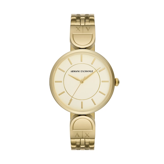 Ladiesâ Armani Exchange Brooke Gold-Tone IP Watch with Cream Dial (Model: Ax5385)